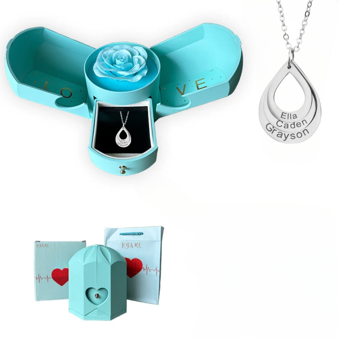 Colar Eterna Conexão & Caixa com Rosa Eternizada
