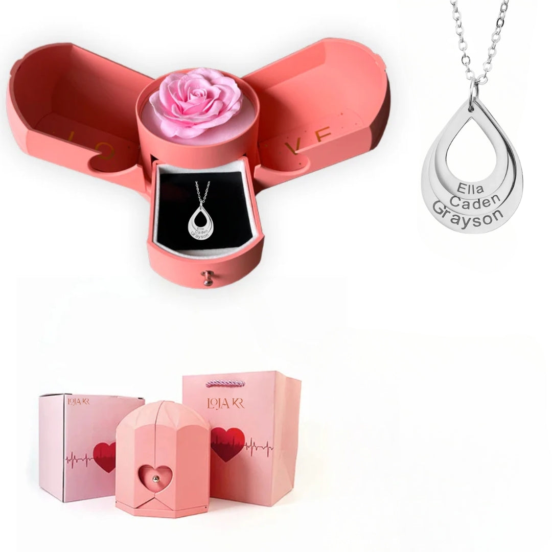 Colar Eterna Conexão & Caixa com Rosa Eternizada