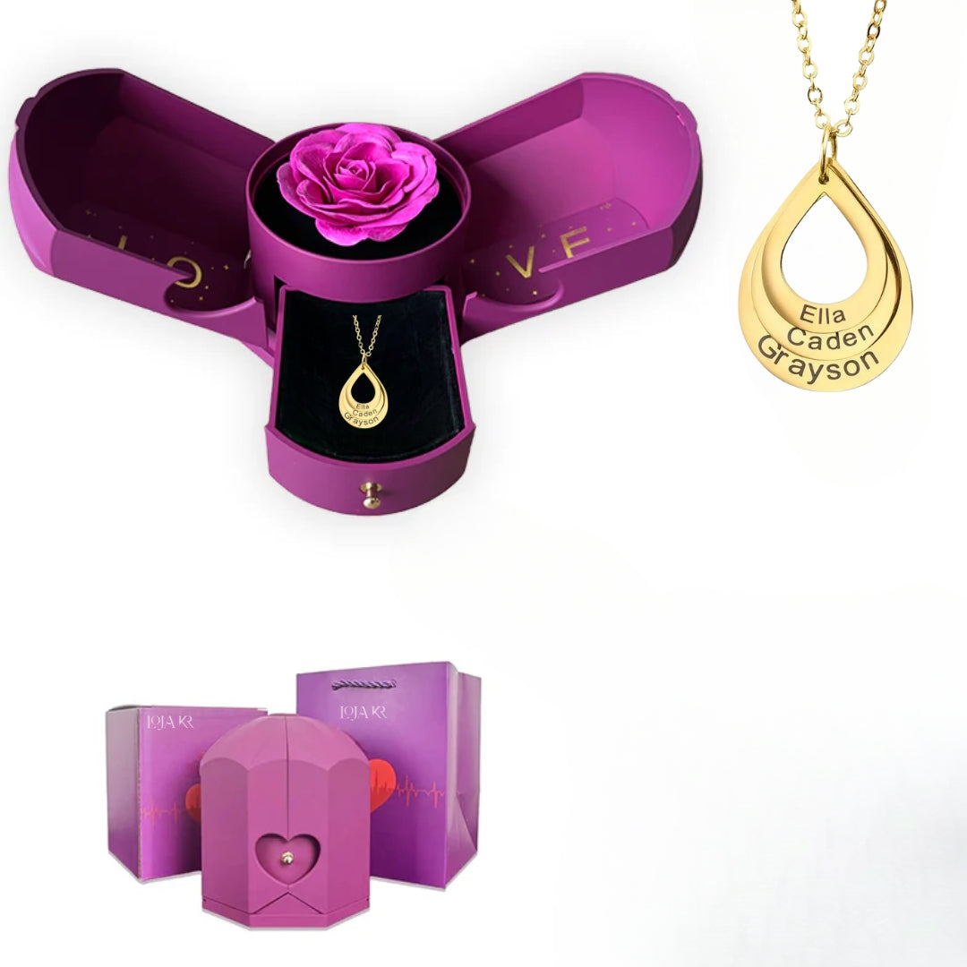 Colar Eterna Conexão & Caixa com Rosa Eternizada