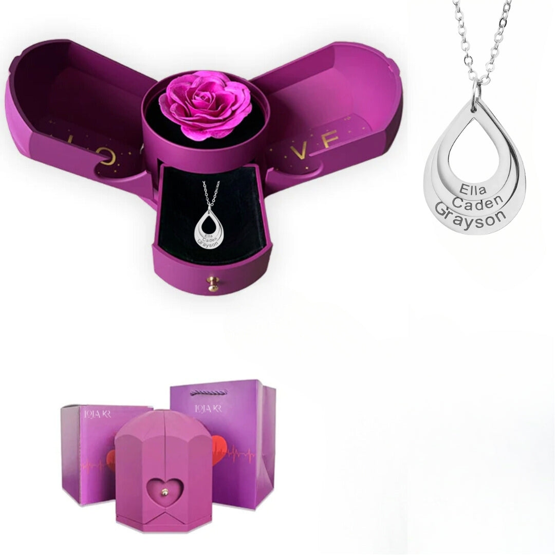 Colar Eterna Conexão & Caixa com Rosa Eternizada