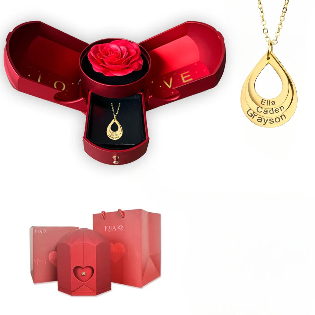 Colar Eterna Conexão & Caixa com Rosa Eternizada