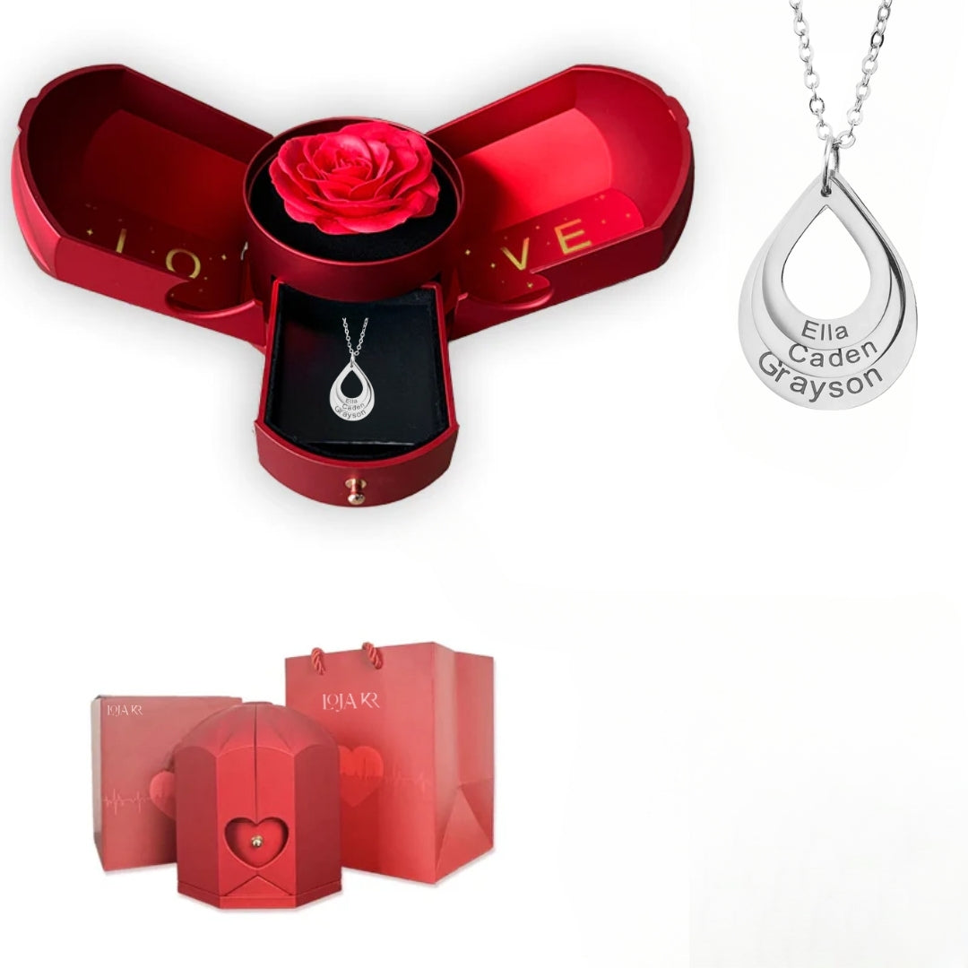 Colar Eterna Conexão & Caixa com Rosa Eternizada