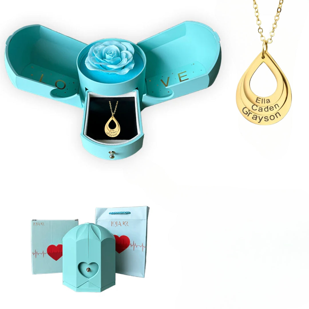 Colar Eterna Conexão & Caixa com Rosa Eternizada
